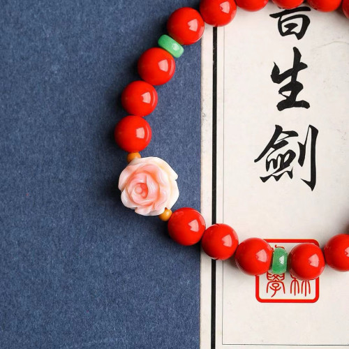 天然原鑛硃砂精品紅砂單圈手鏈     精工 精品原創    硃砂含量95