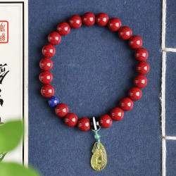 天然原鑛硃砂精品紫金砂單圈手鏈     精精品原創     硃砂含量95