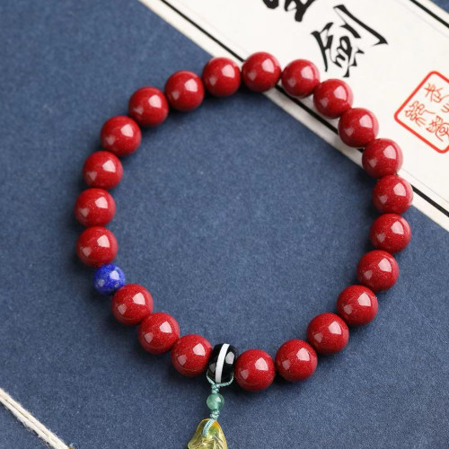 天然原鑛硃砂精品紫金砂單圈手鏈     精精品原創     硃砂含量95
