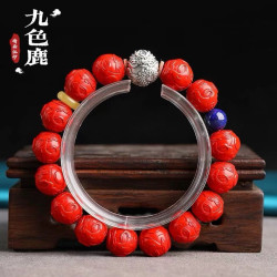 天然原鑛硃砂精品紅砂「九色鹿」手鏈九色鹿  硃砂含量高達95以上