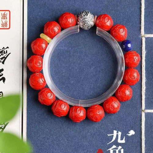 天然原鑛硃砂精品紅砂「九色鹿」手鏈九色鹿  硃砂含量高達95以上