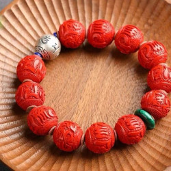 天然原鑛硃砂精品紅砂「六字真言」手鏈 精品原創 硃砂含量95以上