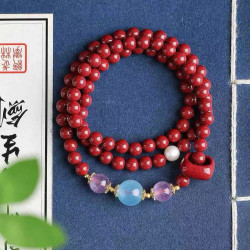 天然原鑛硃砂精品紫金砂三圈手鏈  精品原創 硃砂含量高達95%以上