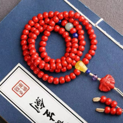天然原鑛硃砂精品紅砂「老型珠 108顆彿珠 手鏈  硃砂含量高達 95