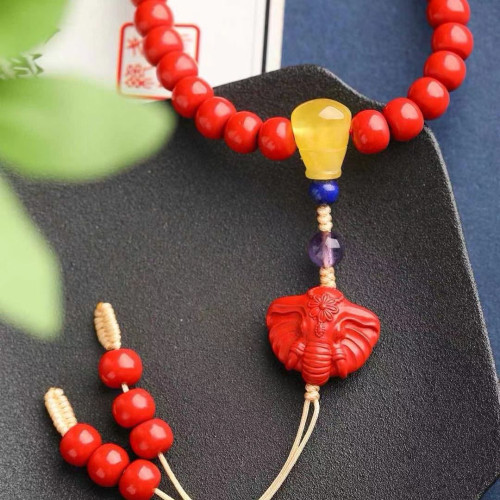 天然原鑛硃砂精品紅砂「老型珠 108顆彿珠 手鏈  硃砂含量高達 95