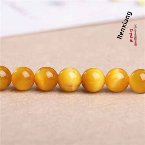 久雅水晶 天然金虎眼石圓珠手鏈 金虎眼圓珠散珠半成品  廠家直銷