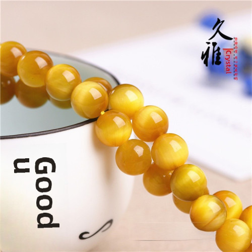 久雅水晶 天然金虎眼石圓珠手鏈 金虎眼圓珠散珠半成品  廠家直銷