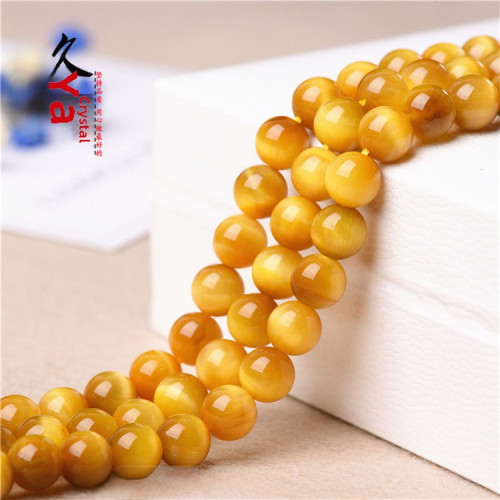 久雅水晶 天然金虎眼石圓珠手鏈 金虎眼圓珠散珠半成品  廠家直銷