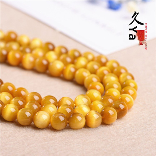 久雅水晶 天然金虎眼石圓珠手鏈 金虎眼圓珠散珠半成品  廠家直銷