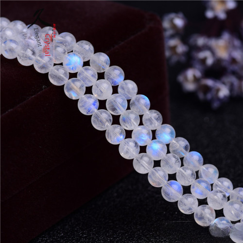 久雅水晶 天然藍月光散珠半成品 通透體藍月光石圓珠 批髮
