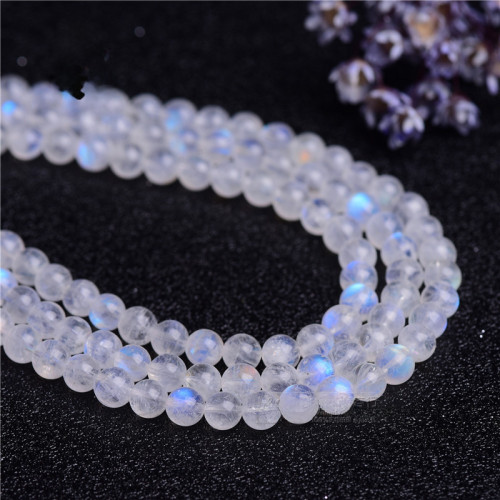 久雅水晶 天然藍月光散珠半成品 通透體藍月光石圓珠 批髮