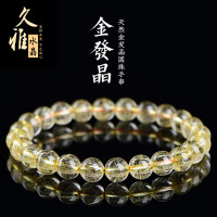 久雅水晶 天然金髮晶圓珠手鏈 金黃色髮絲散珠手串 