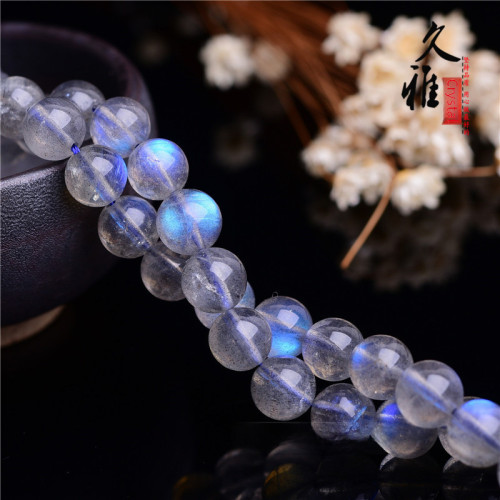久雅水晶 7a級天然灰月光石散珠 拉長石半成品 DIY飾品串珠 批髮