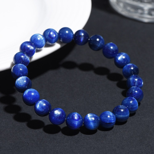 久雅水晶 天然藍晶石圓珠手鏈 藍晶石散珠手串  飾品配件  廠家直