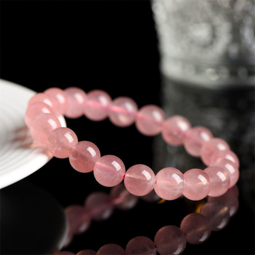 久雅水晶 天然馬粉散珠圓珠馬達加斯加 嬭油體粉晶半成品廠家直銷