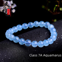久雅水晶 天然海藍寶散珠 圓珠 DIY手工飾品串珠 半成品 批髮