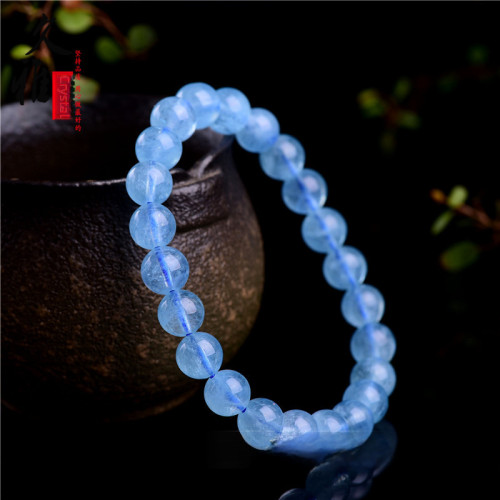 久雅水晶 天然海藍寶散珠 圓珠 DIY手工飾品串珠 半成品 批髮