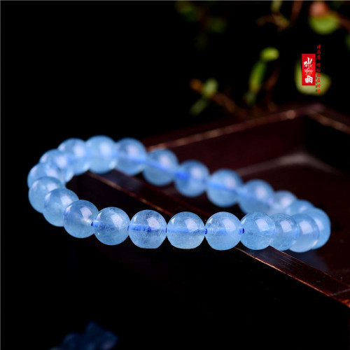 久雅水晶 天然海藍寶散珠 圓珠 DIY手工飾品串珠 半成品 批髮