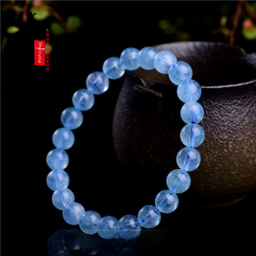 久雅水晶 天然海藍寶散珠 圓珠 DIY手工飾品串珠 半成品 批髮