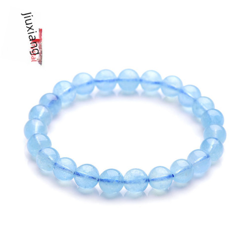 久雅水晶 天然海藍寶散珠 圓珠 DIY手工飾品串珠 半成品 批髮