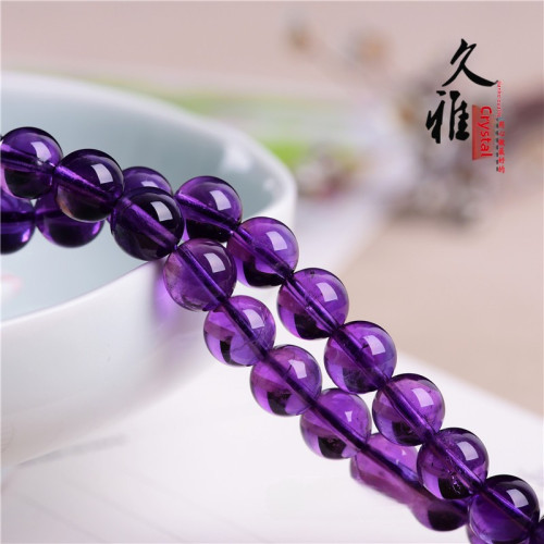 久雅水晶 天然紫水晶散珠 烏拉圭紫水晶半成品 紫色圓珠串珠 批髮