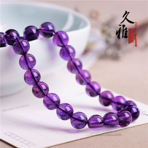 久雅水晶 天然紫水晶散珠 烏拉圭紫水晶半成品 紫色圓珠串珠 批髮