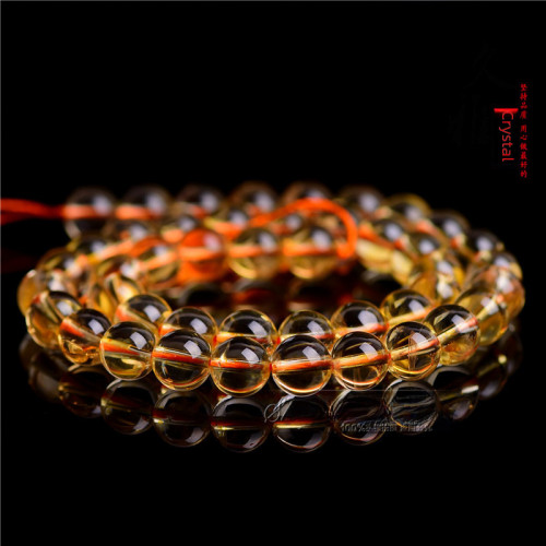 久雅水晶 天然7A級黃水晶散珠 圓珠黃水晶半成品 DIY飾品 批髮