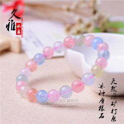 久雅水晶 7A級天然摩根石散珠 五彩摩根石半成品 DIY飾品圓珠批髮