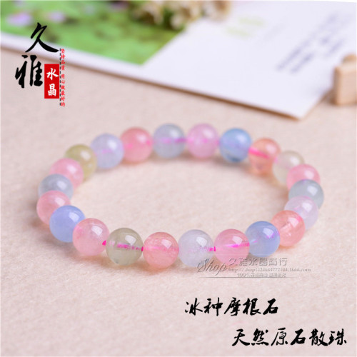 久雅水晶 7A級天然摩根石散珠 五彩摩根石半成品 DIY飾品圓珠批髮