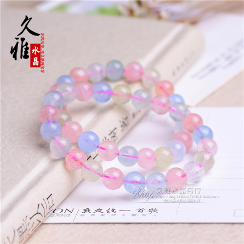 久雅水晶 7A級天然摩根石散珠 五彩摩根石半成品 DIY飾品圓珠批髮