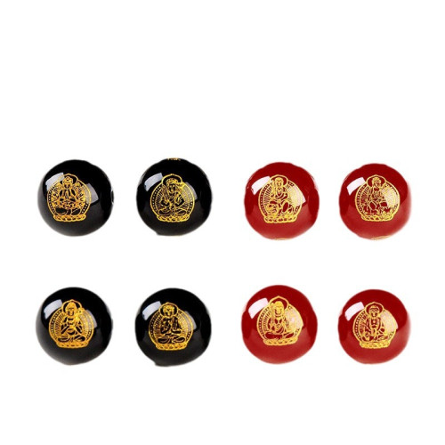 久雅水晶 燙金瑪瑙八大守護神圓珠本命彿生肖 DIY飾品配件 批髮
