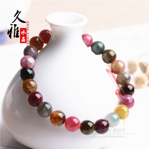久雅水晶 天然彩碧璽手鏈 時尚碧璽手鐲  碧璽散珠 圓珠 廠家直銷