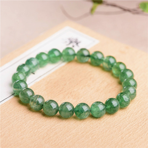 久雅水晶 綠草莓晶手鏈 DIY飾品綠色草莓晶圓珠 散珠 批髮