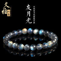 久雅水晶 天然月光石散珠手鏈 淨體彩光灰月光 拉長石圓珠手串