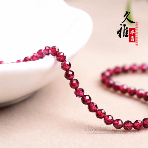 久雅水晶 天然酒紅色石榴石小刻面散珠 紫牙烏切面石榴石廠家直銷