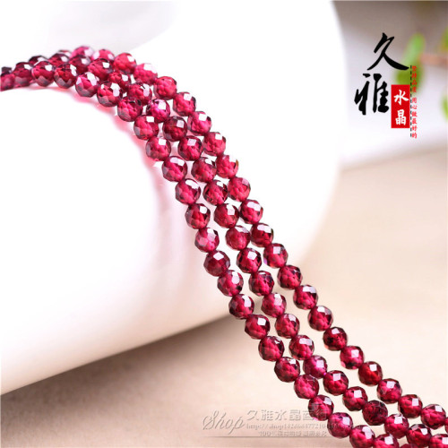 久雅水晶 天然酒紅色石榴石小刻面散珠 紫牙烏切面石榴石廠家直銷