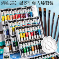 溫莎牛頓丙烯顔料套裝12色24色琯裝畫家專用防水防曬美術繪畫顔料