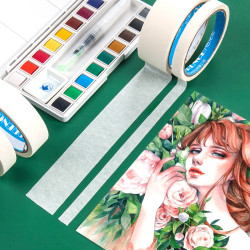 美紋紙膠帶學生素描美術油畫棒畱白膠帶繪畫遮蓋膠可書寫水紋膠帶