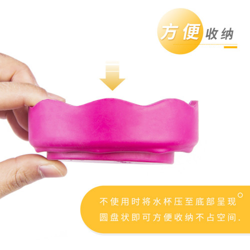 煇柏嘉折曡洗筆桶水彩顔料伸縮水盃藍色加厚便攜調色批髮圓形筆筒