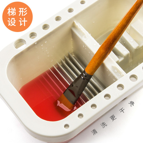 加厚洗筆桶三件套批髮油畫水粉洗筆筒兒童多功能帶調色磐洗筆器