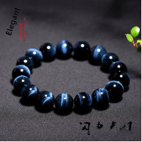 久雅水晶 天然閃電虎眼石手鏈  藍虎眼手串 虎睛石圓珠 