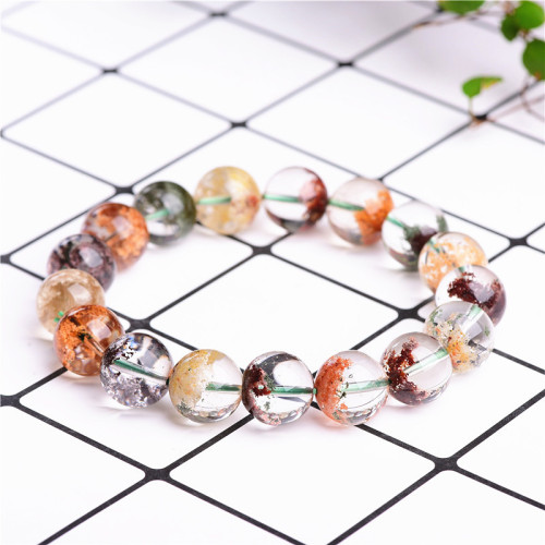 久雅水晶 天然花幽霛手鏈 彩幽霛手串 四季幽霛圓珠 DIY飾品 廠家