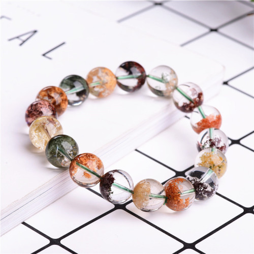 久雅水晶 天然花幽霛手鏈 彩幽霛手串 四季幽霛圓珠 DIY飾品 廠家