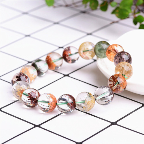 久雅水晶 天然花幽霛手鏈 彩幽霛手串 四季幽霛圓珠 DIY飾品 廠家
