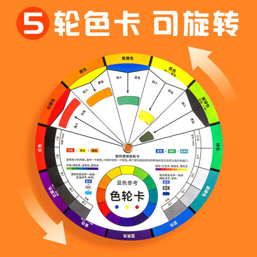 美術生色輪卡美術學生專用色彩用品色環基礎配色工具多功能72色卡