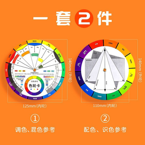 美術生色輪卡美術學生專用色彩用品色環基礎配色工具多功能72色卡
