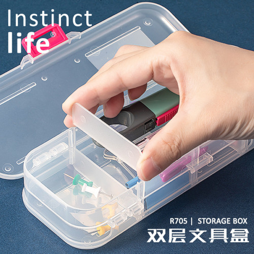 透明鉛筆盒小學生用品簡約韓版創意雙開大容量塑料文具盒筆袋批髮