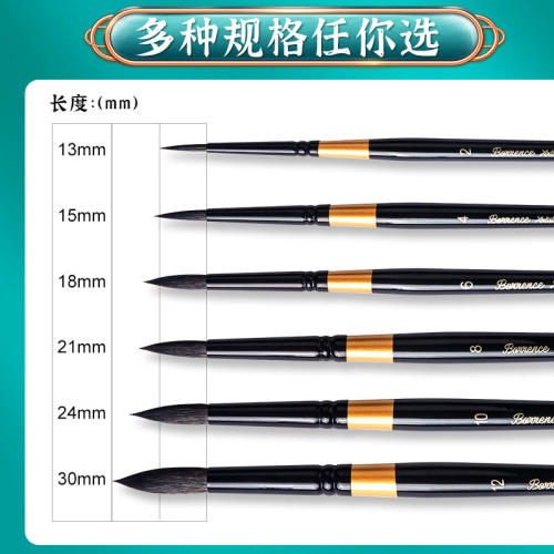黑天鵞水彩筆美術專業用黑杆單支圓頭學生繪畫松鼠毛顔料畫筆批髮
