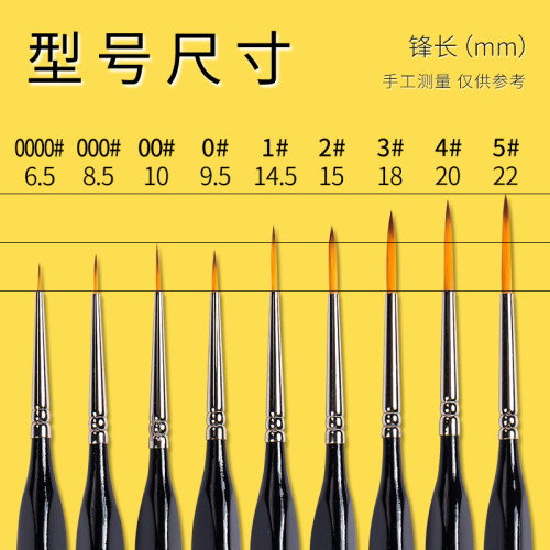 水彩勾線筆三角黑桿美術生工筆描線勾邊軟毛畫筆繪畫極細用筆