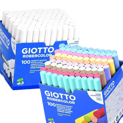 Giotto彩色無塵粉筆盒裝畫兒童家用黑板塗鴉教師教學專用白色粉筆